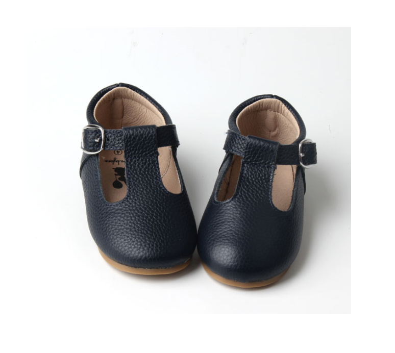 Babyboo Paris - Wholesale Sandals - Kids - Navy blue leather salomés rigid soles3