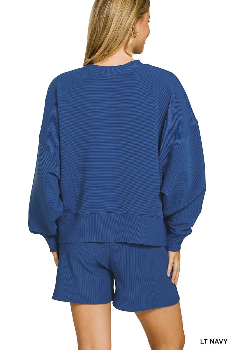 Vanilla Monkey - Wholesale Lounge Set - Women's - Ribbed Round Neck Pullover And Shorts Set9