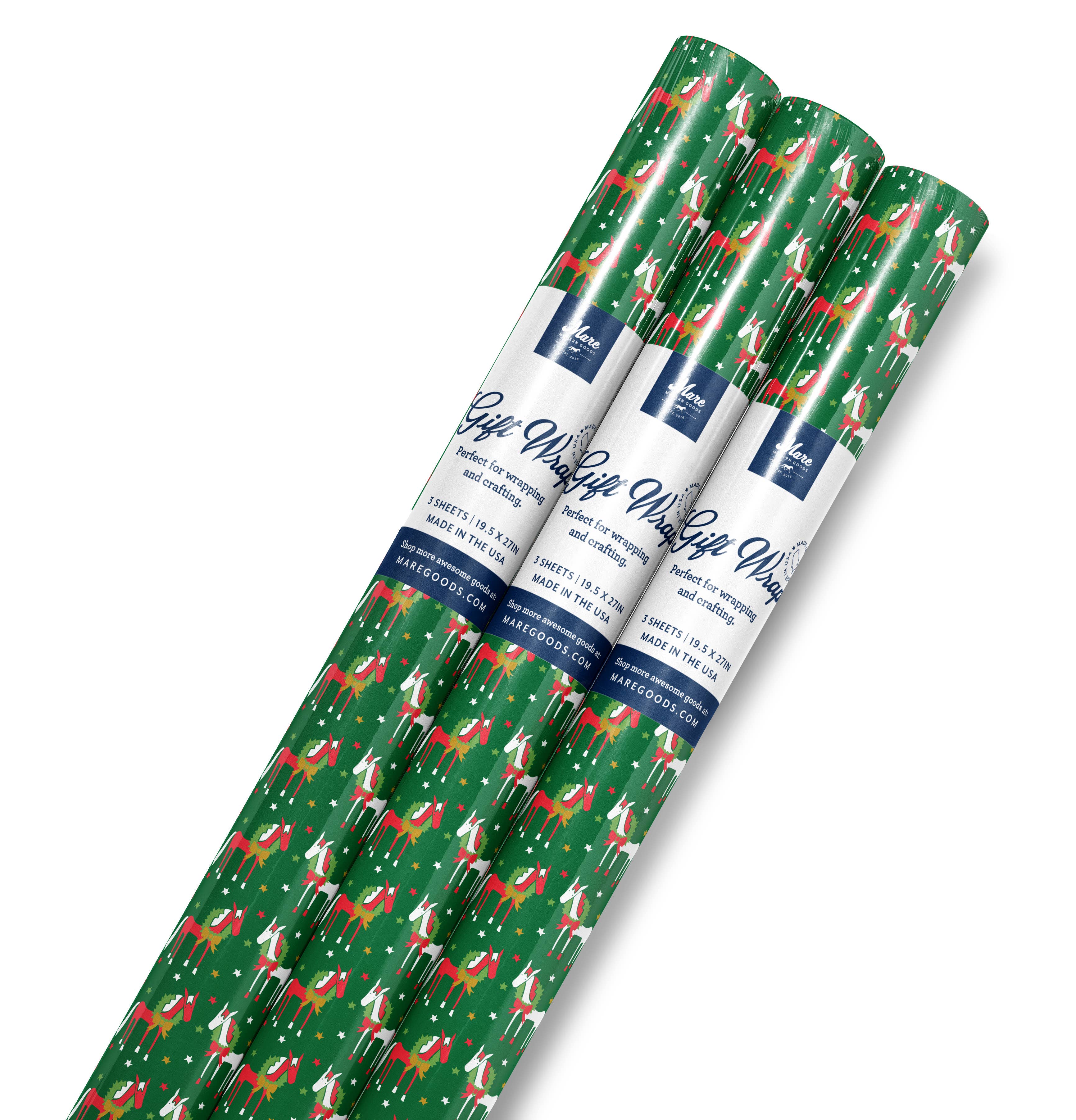 Mare Modern Goods - Wholesale Flat Wrap - Wreath Ponies Wrapping Paper 1