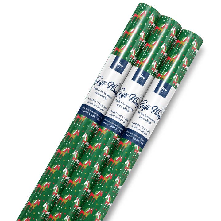Mare Modern Goods - Wholesale Flat Wrap - Wreath Ponies Wrapping Paper 1