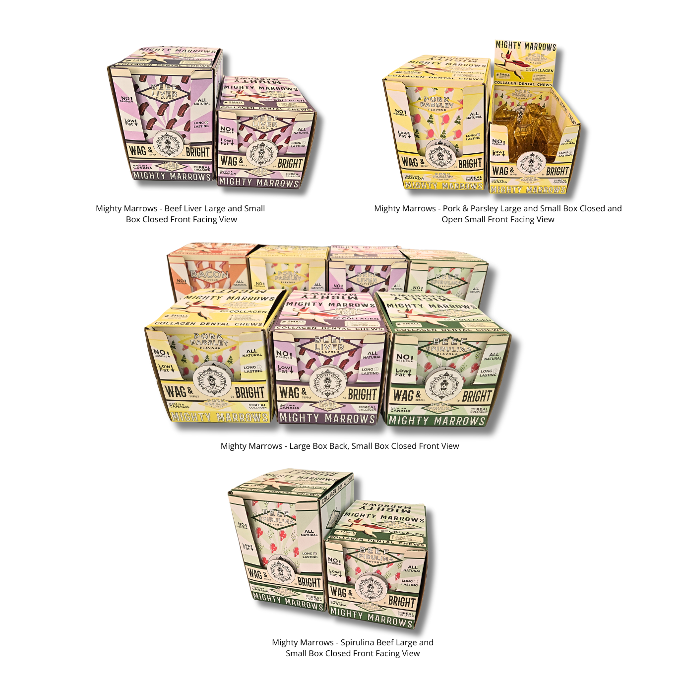 Wag & Bright Supply Co. - Vente Os à mâcher – chien - Mighty Marrows Collagen Dental Chew - Porc Persil - SM/LG16