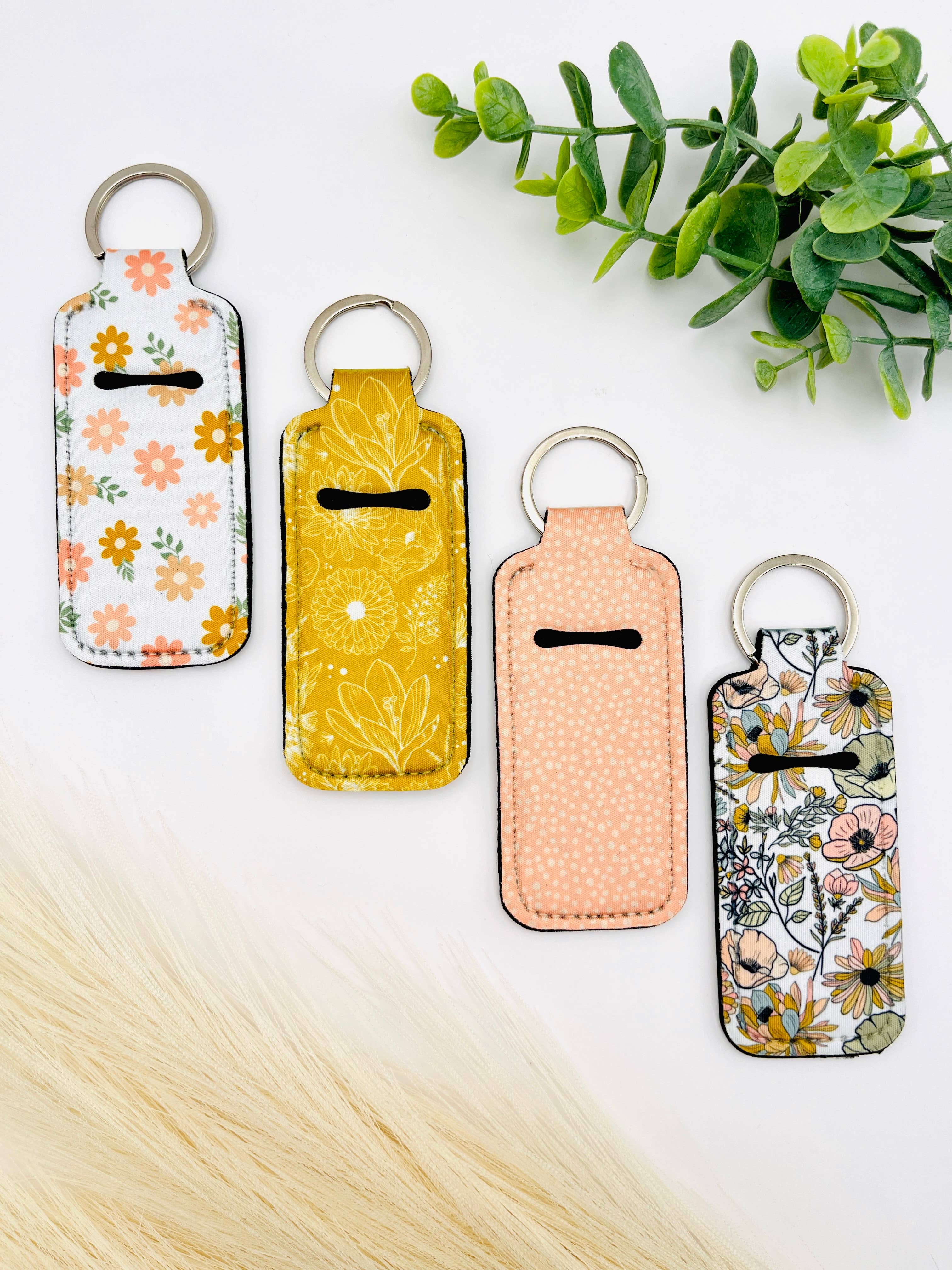 MarissaDDesigns - Wholesale Keychain - Women's - Chapstick Holder Keychain – Neutral, Floral & Bow Prints9
