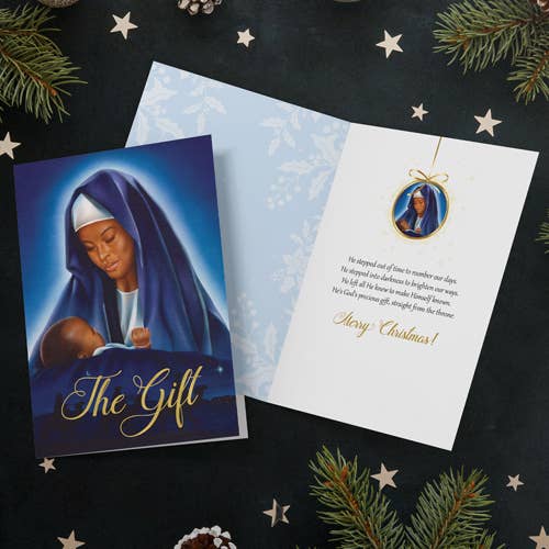 African American Expressions – wholesale Christmas card – C973 The Gift Madonna and Child Nativity Christmas Card2