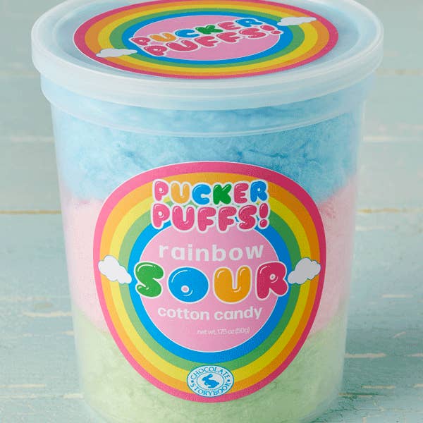 Chocolate Storybook - Wholesale Cotton Candy - Pucker Puffs Sour Rainbow Cotton Candy