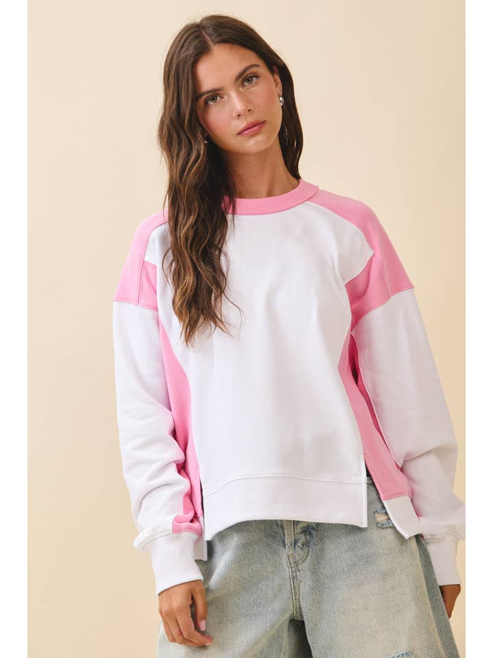 AEMI + CO - Wholesale Sweatshirt - Women's - 9106FK Colorblock Terry Pullover Sweatshirt3