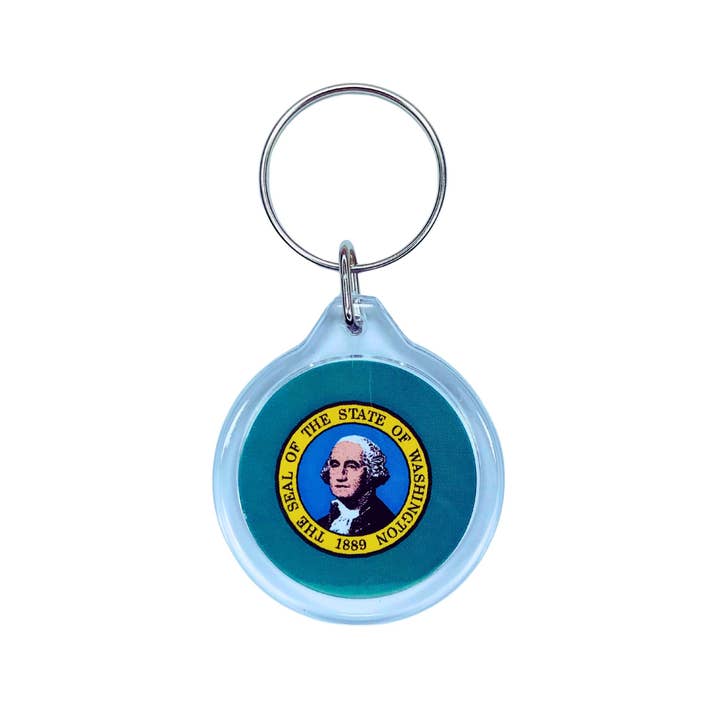 Worldwide Souvenirs – wholesale Nyckelring - Unisex – Rund akrylnyckelring - Delstatsflagga Washington - USA