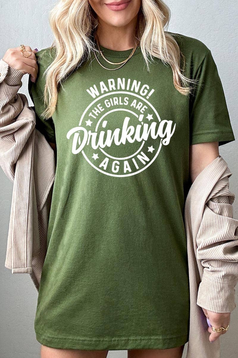 COLORBEAR - Wholesale T-Shirt (Graphic) - Women's - WARNING! THE GIRLS ARE DRINKING AGAIN Graphic Tee10