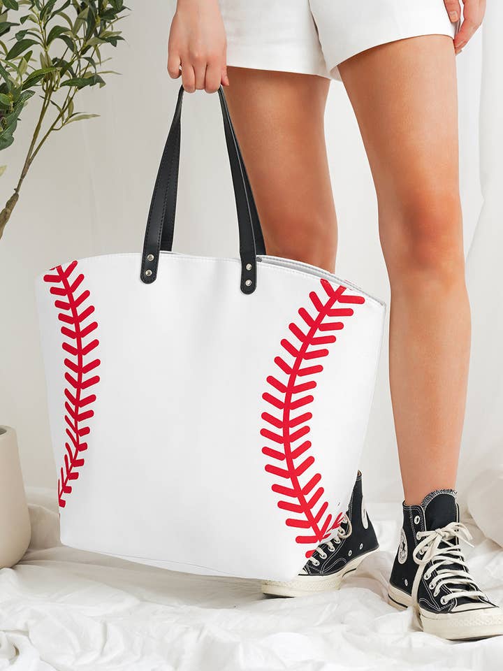 Baseball Pattern Canvas Large Tote Bag for wholesale by Aapparella