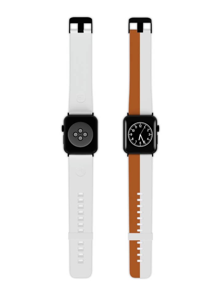 Bracelet de montre en thermoélastomère à rayures orange brûlé et blanc pour Apple Watch pour la vente par Kustom Kreations Goods