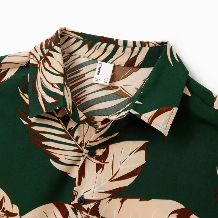 Verde Oscuro Conjunto de Ropa de Vacaciones Hawaianas Verde Tropical a Juego para la Familia de venta al por mayor en Faire22