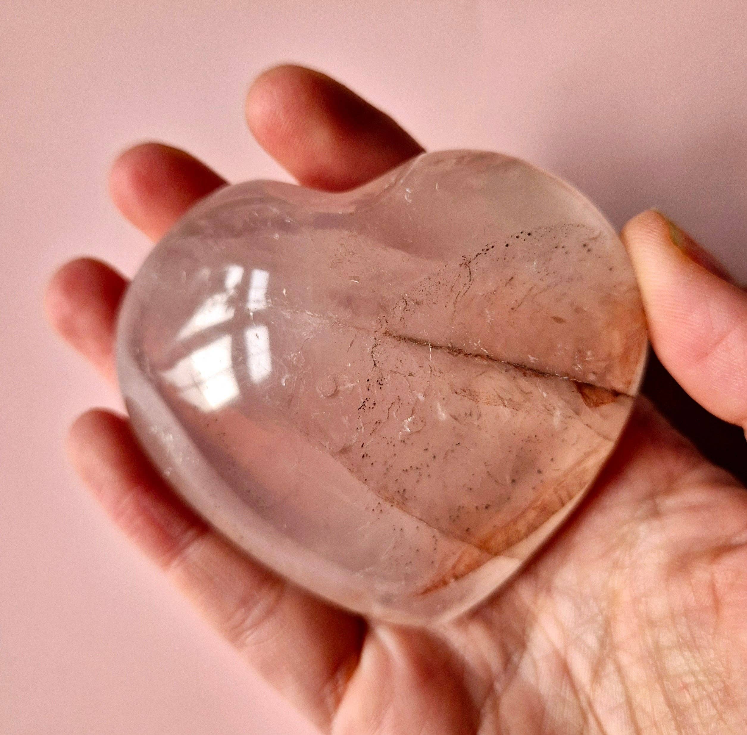 Moonlight Gemstones - Venta al por mayor Piedras/cristales espirituales - Corazones grandes de cuarzo fuego con piedra preciosa (El regalo perfecto para San Valentín) Cuarzo hematóide23