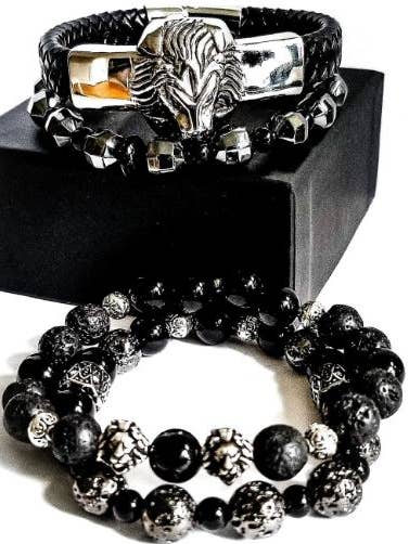 Men's Lava Lion Bracelet Set for wholesale by L. Styles, LLC
