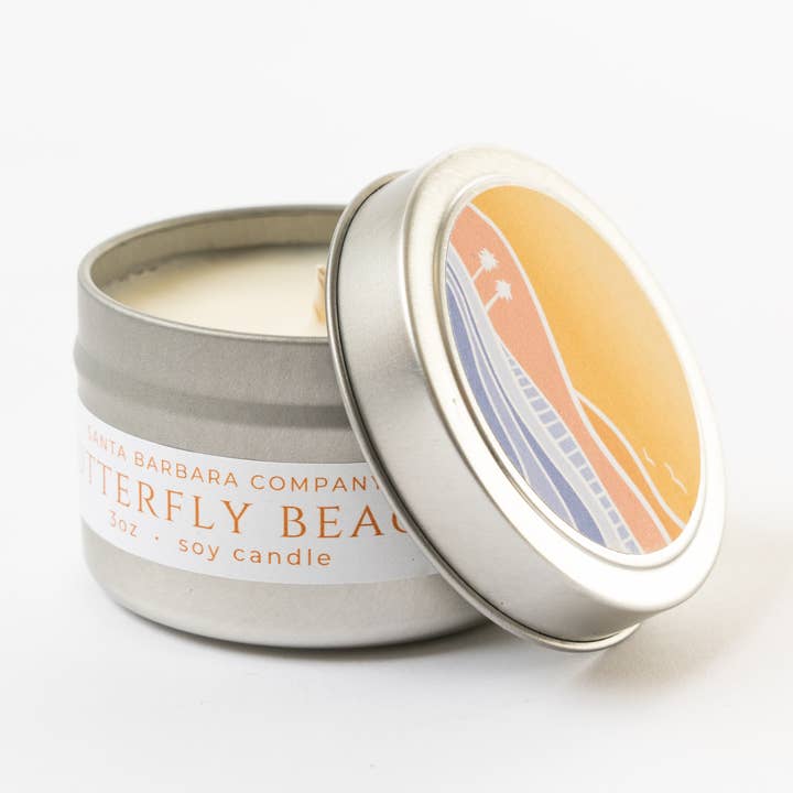 Butterfly Beach Travel Candle for wholesale by Santa Barbara Company