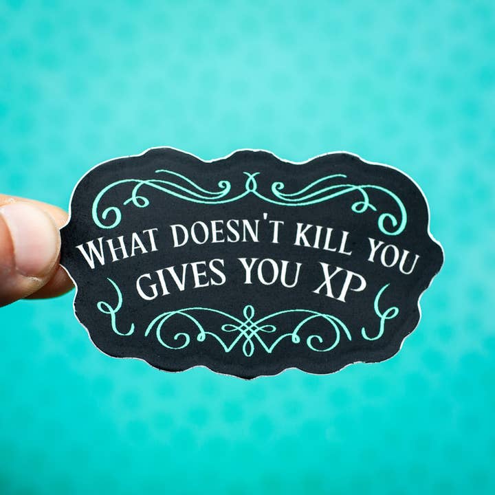 What Doesn't Kill You Gives You XP sticker for wholesale by Crafty Queer Studio