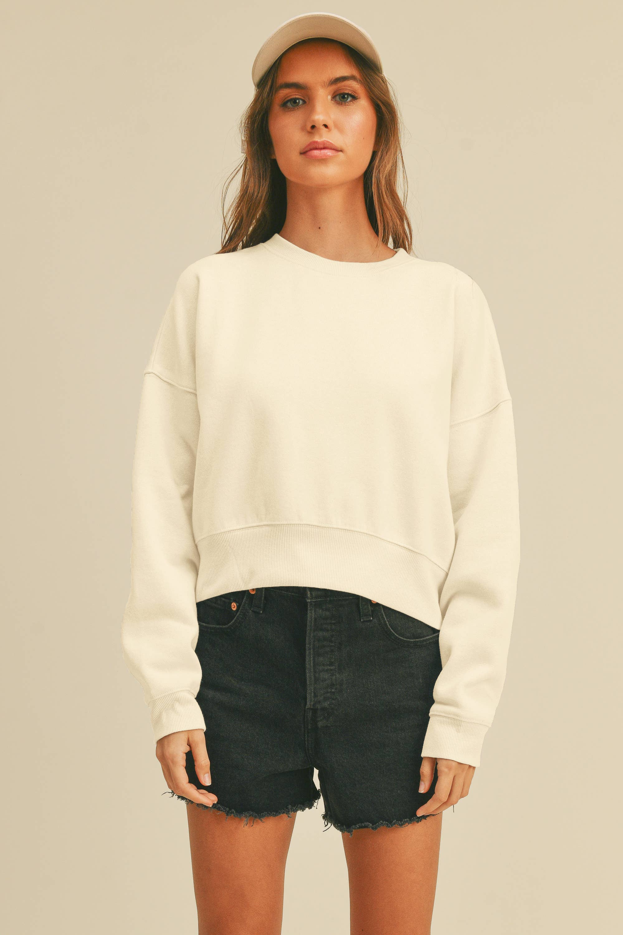 Honestee - Wholesale Sweatshirt - Women's - Blank Short Cropped Long Sleeve Sweatshirt12