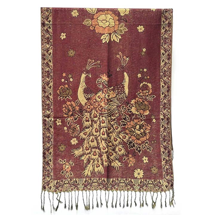 SERENITA - Wholesale Wrap - Women's - Metallic Pashmina Peacock Shawl Wraps Assorted 6 Color Pack6
