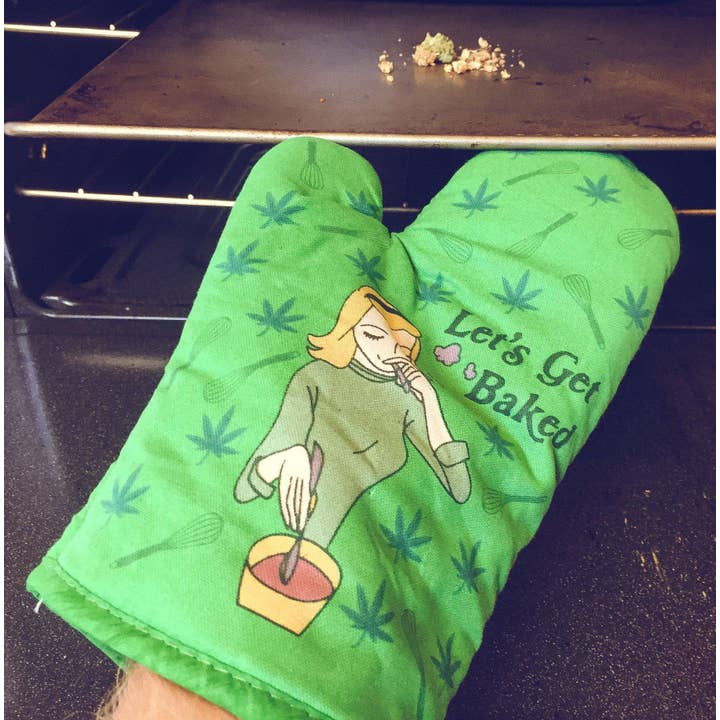 Vert Gant de four Let's Get Baked Funny Weed Wed Blague CBD en vente sur Faire2