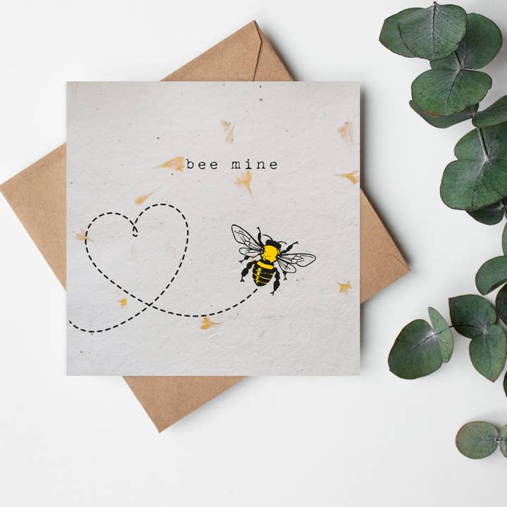 SQ Seed Paper gratulationskort - Bee - Bee Mine för wholesale av Little Green Paper Shop