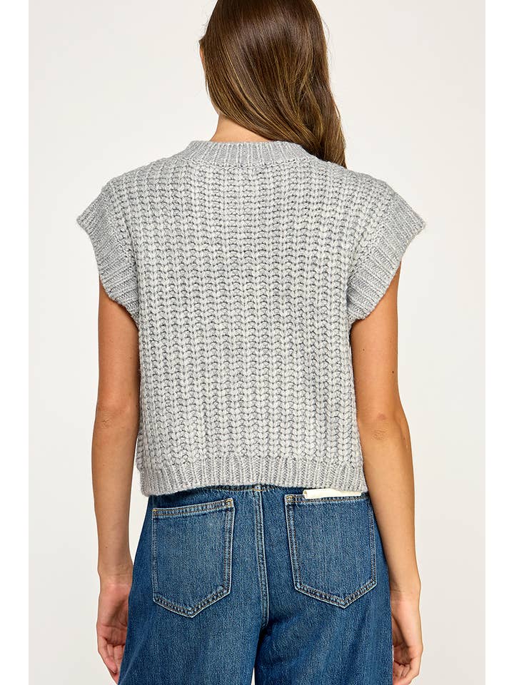 Miss Love - Wholesale Sweater Vest - Women's - CHUNKY KNIT BUTTON-FRONT VEST TOP27