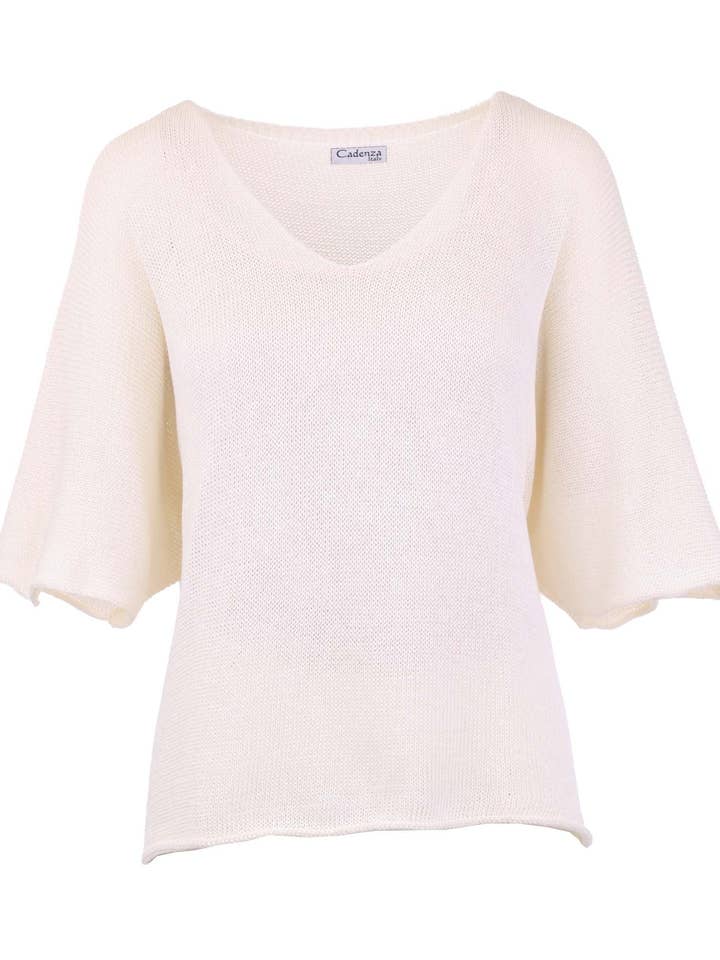 Cadenza Italy Ltd - Wholesale Knit Top - Women's - Cotton Blend V Neck Tunic Top4