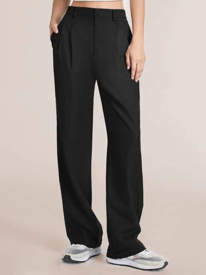 Sweetkama - Wholesale Pants – Women's - Ladies Solid Color High Waist Straight Leg Pants PY11111