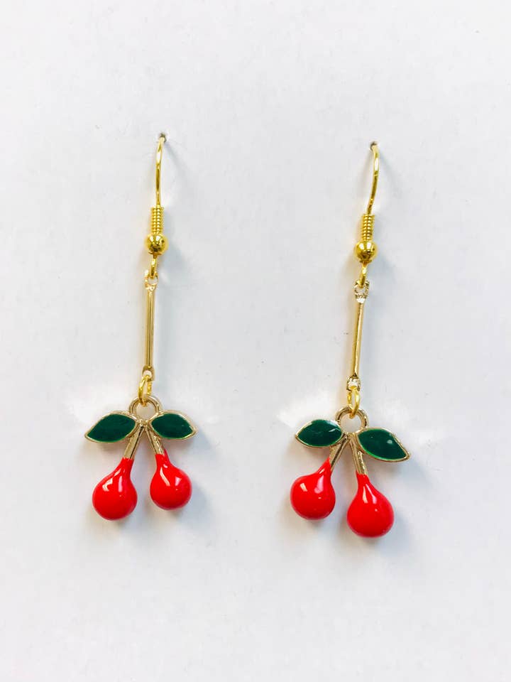 Red Enamel Cherry Earrings for wholesale by SimpleNGreat