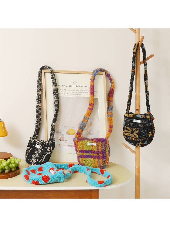 Cosbai - Plush Leopard & Heart Crossbody Bag for wholesale by Funkyrel® Atzbranding Limited