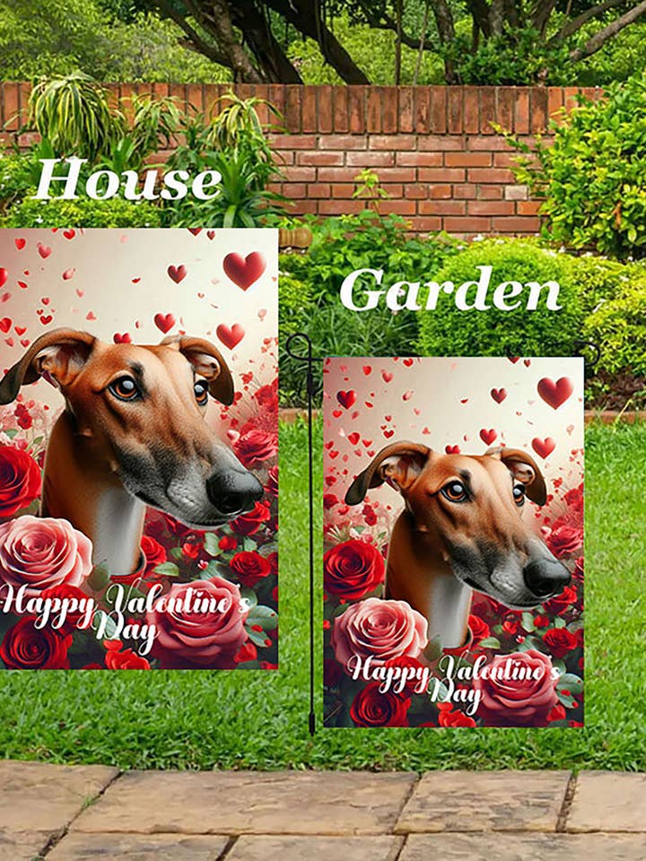 Greyhound Red - Valentine House Flag for wholesale by Best of Breed Products