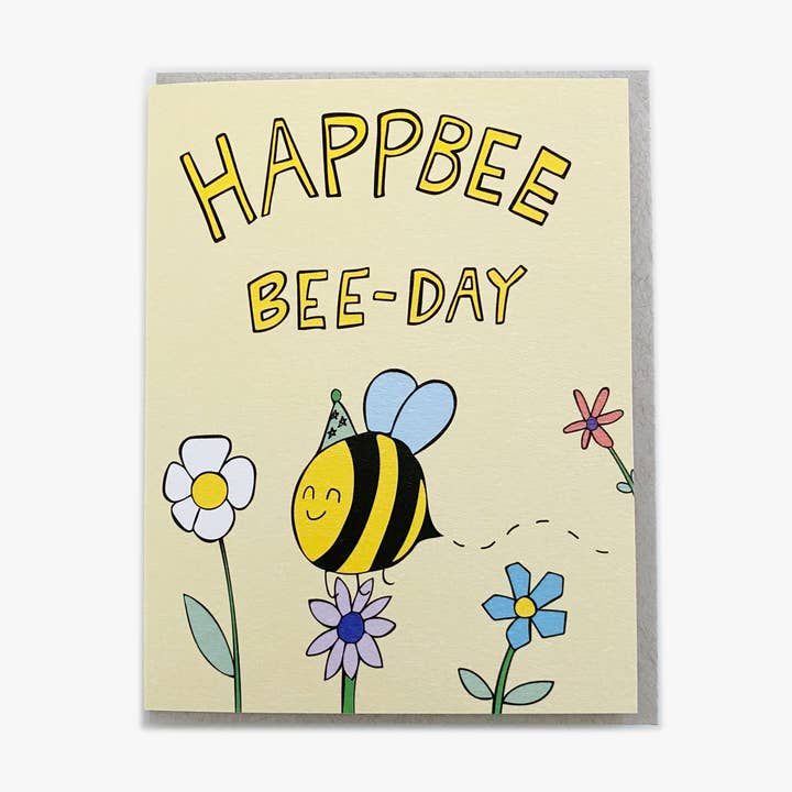 Happbee Bee-Day Card for wholesale by Love Through Letterpress
