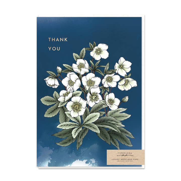 Hellebores Thank You Card for wholesale by Typoflora