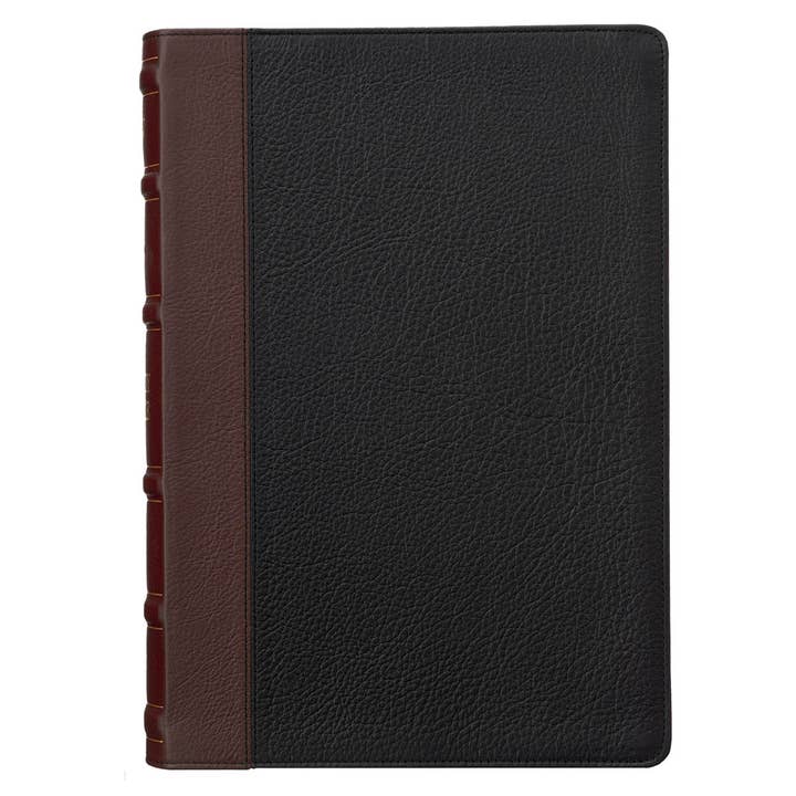 KJV Study Bible LP Full-grain Leather, Black/Burgundy for wholesale by Christian Art Gifts