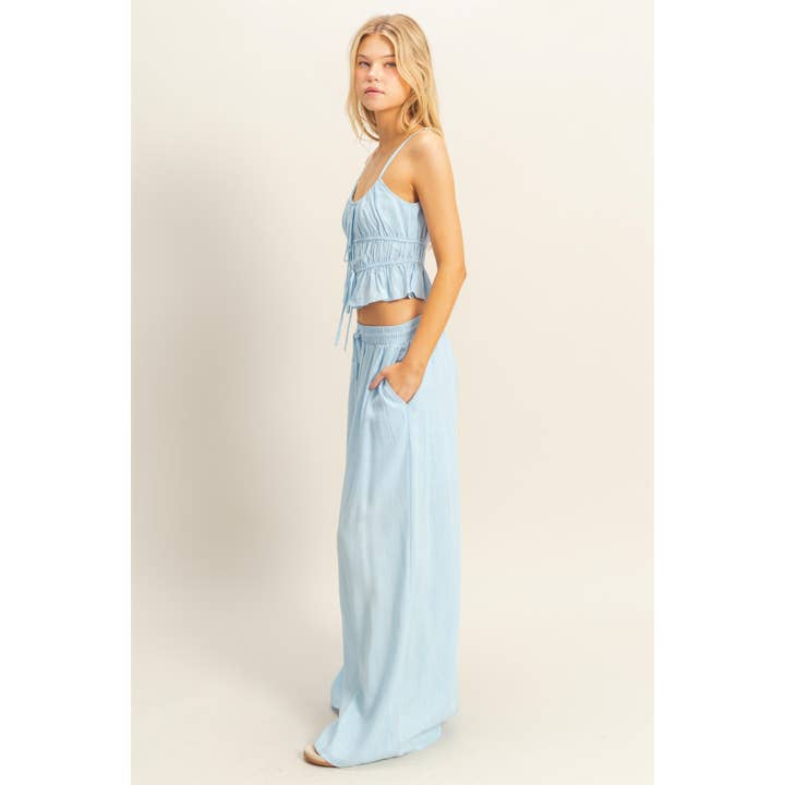 HYFVE - Wholesale Top & Pant Set (NOT Loungewear) - Women's - HF25C998-SET-Linen Cami Top And Wide Leg Pants Set