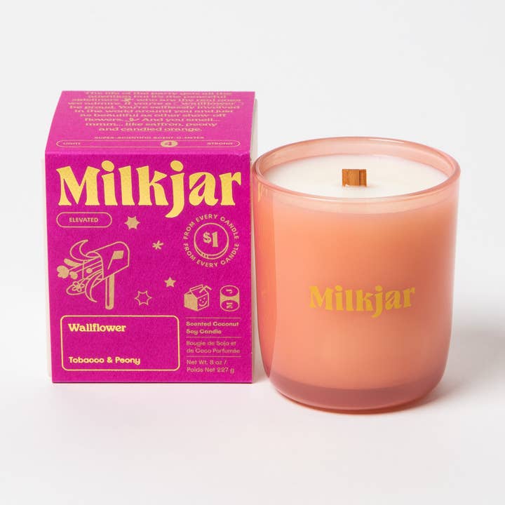 Milk Jar Candle Co. - Wholesale Jar/Filled Candle - Wallflower - Tobacco & Peony Coconut Soy Candle0