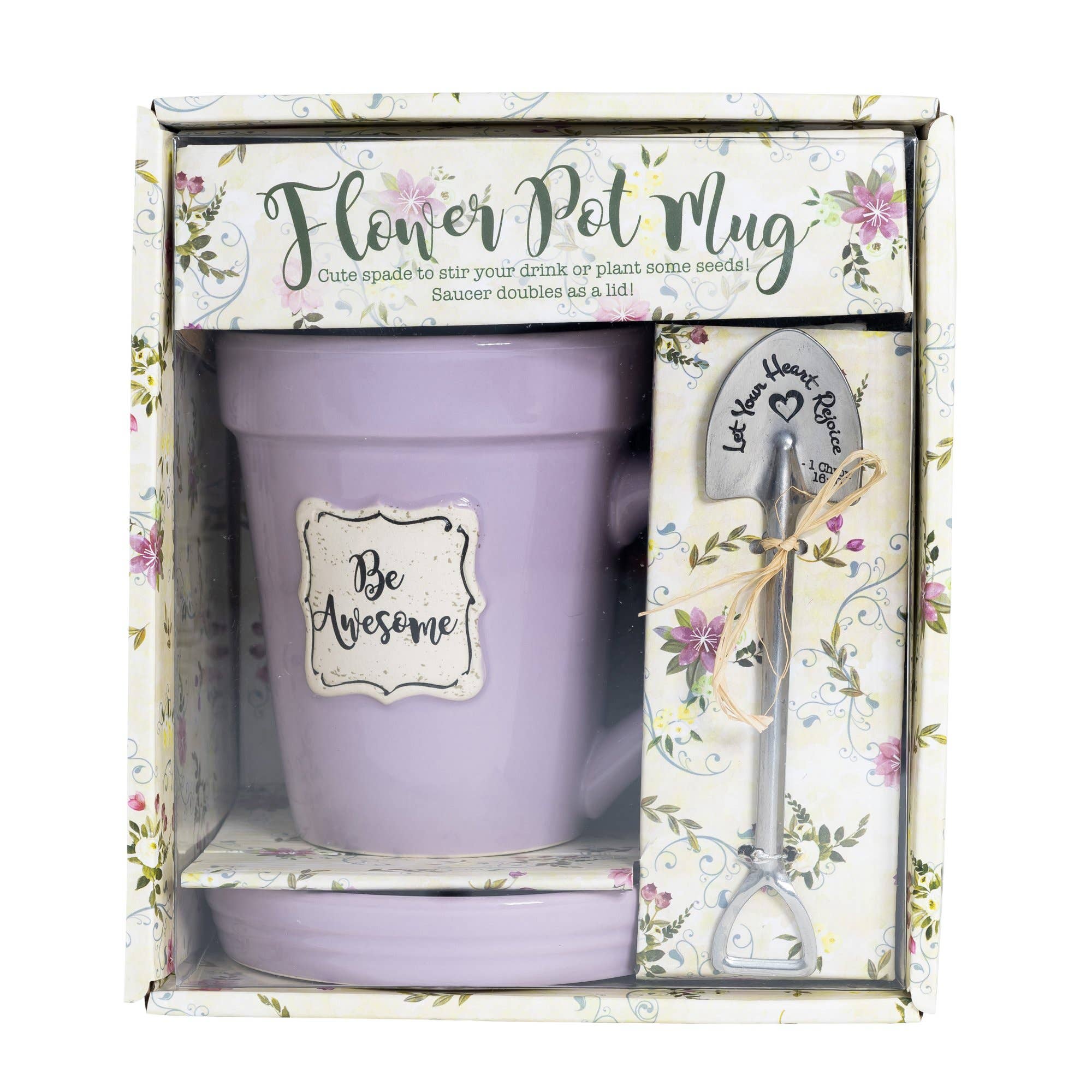 Divinity Boutique - Wholesale Coffee Mug - Lilac Flower Pot Mug w/Scripture - Be Awesome4