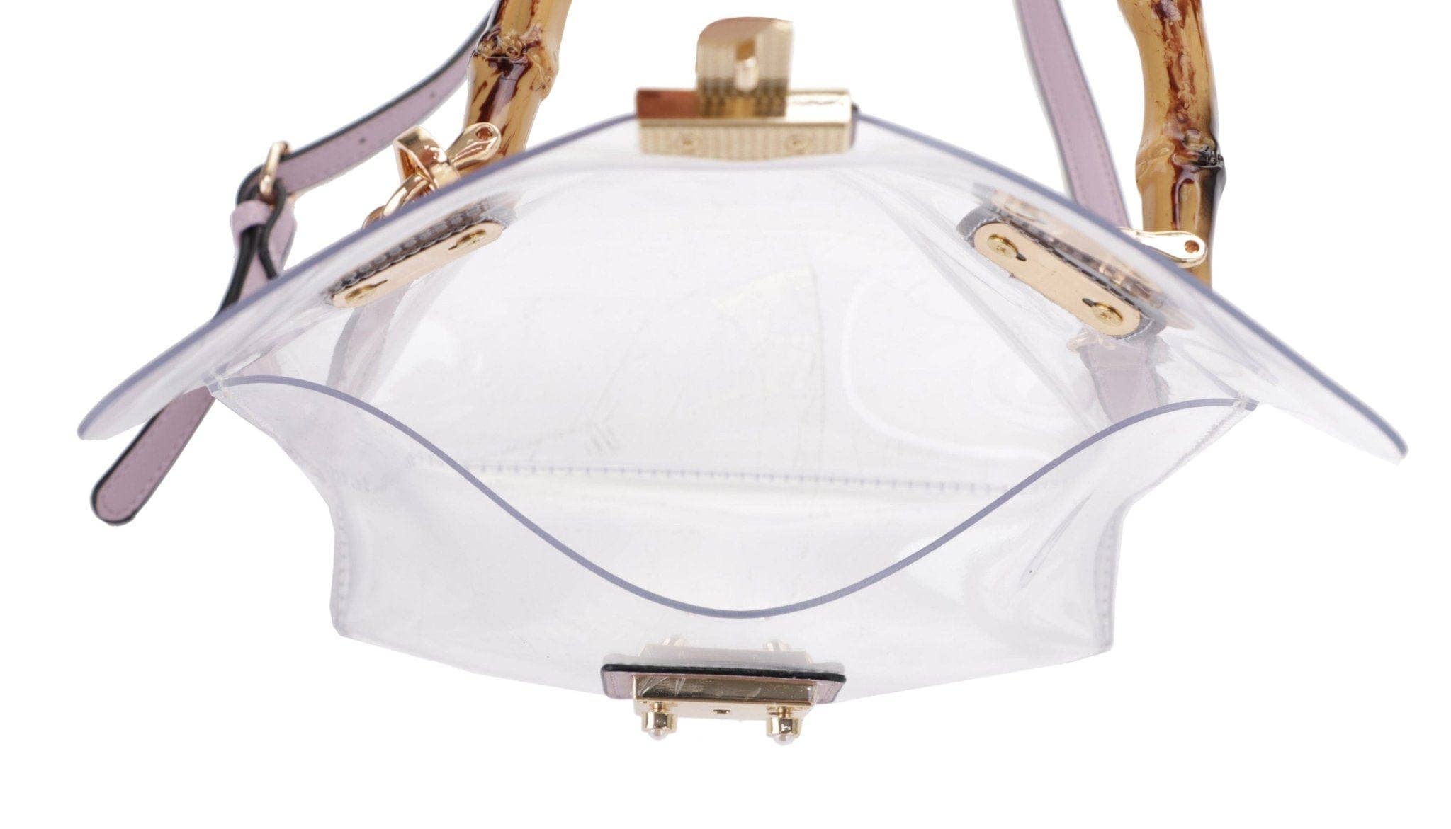 MiMi Wholesale - Wholesale Satchel - Women's - Viviana Bamboo Handle Clear Satchel Crossbody with Pouch2