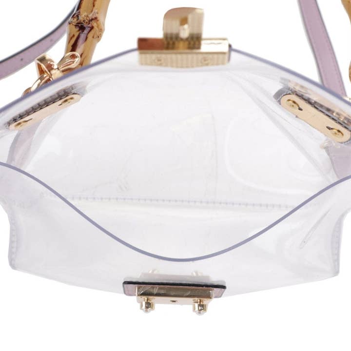 MiMi Wholesale - Wholesale Satchel - Women's - Viviana Bamboo Handle Clear Satchel Crossbody with Pouch2