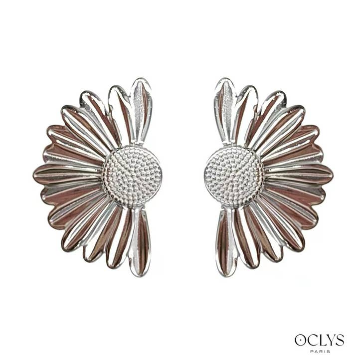 Oclys - Wholesale Dangle Earrings - Inna stainless steel half flower earrings1