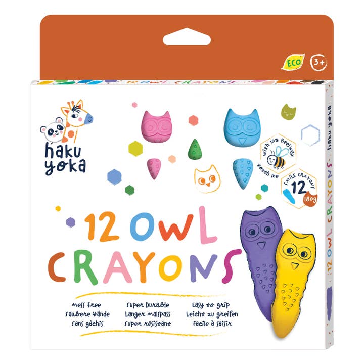 DAM - Wholesale Crayons - Kids & Baby - Haku Yoka - FULL Display Smile and Owl Crayons