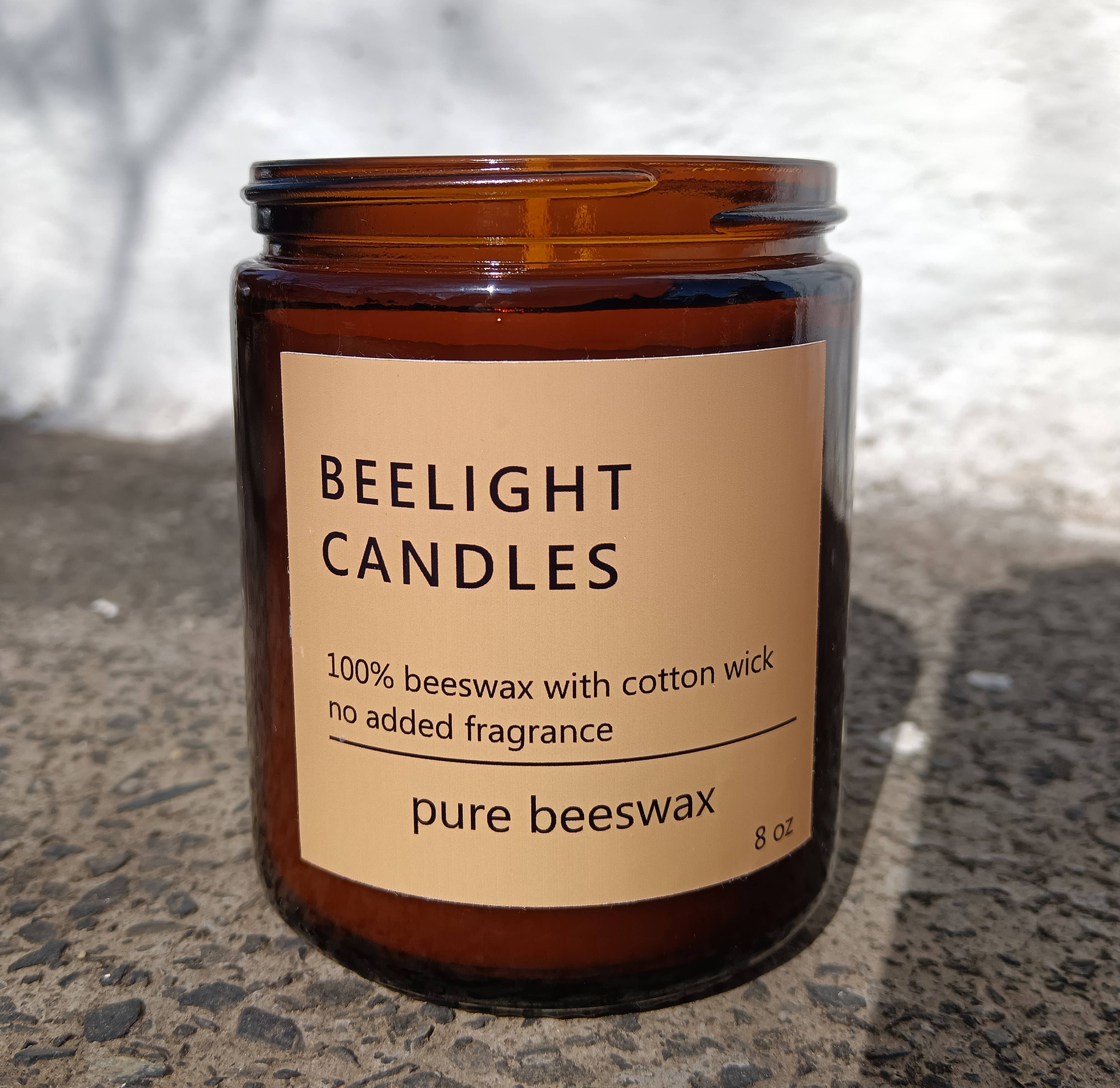 Beelight Candles - Wholesale Jar/Filled Candle - Beeswax Candle Jar - Unscented - 8 oz - 250 ml