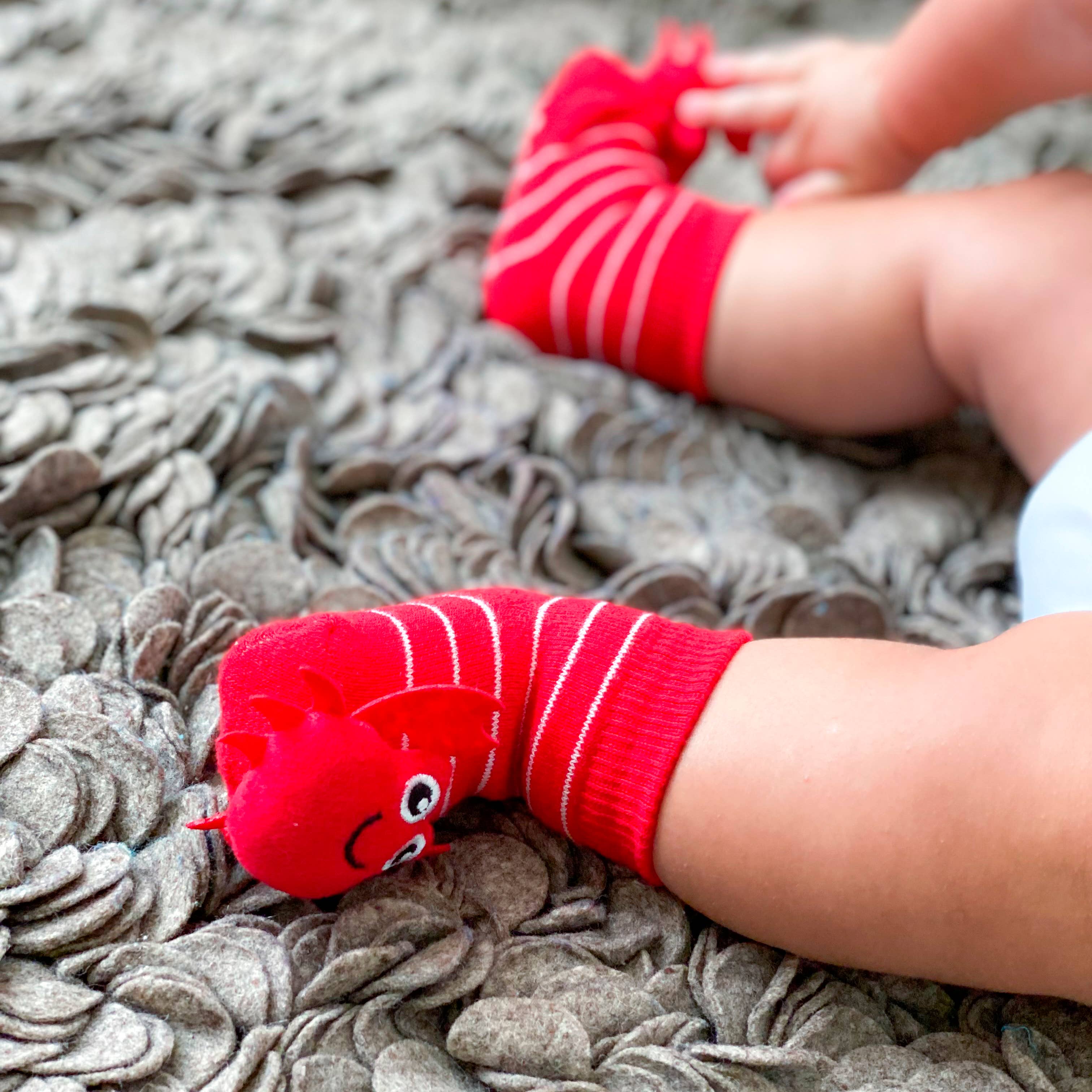 Boogie Toes – Großhandel Socken – Kind & Baby – Red Crabby Crab Boogie Toes Rassel Socken1