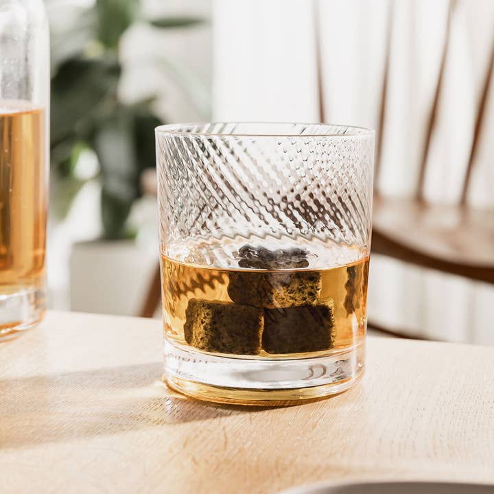 UBERSTAR - Wholesale Cocktail/Liquor Glass - Twist Spinning Glass & Whisky Rocks Set6