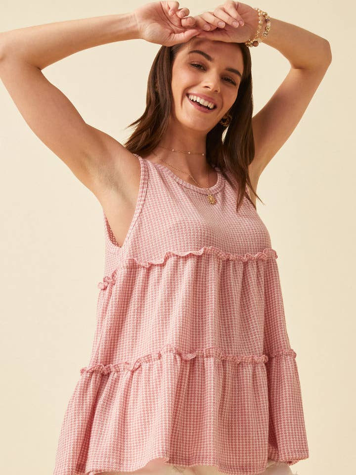 Womens Strukturerad sticka Babydoll Tank för wholesale av Hayden LA