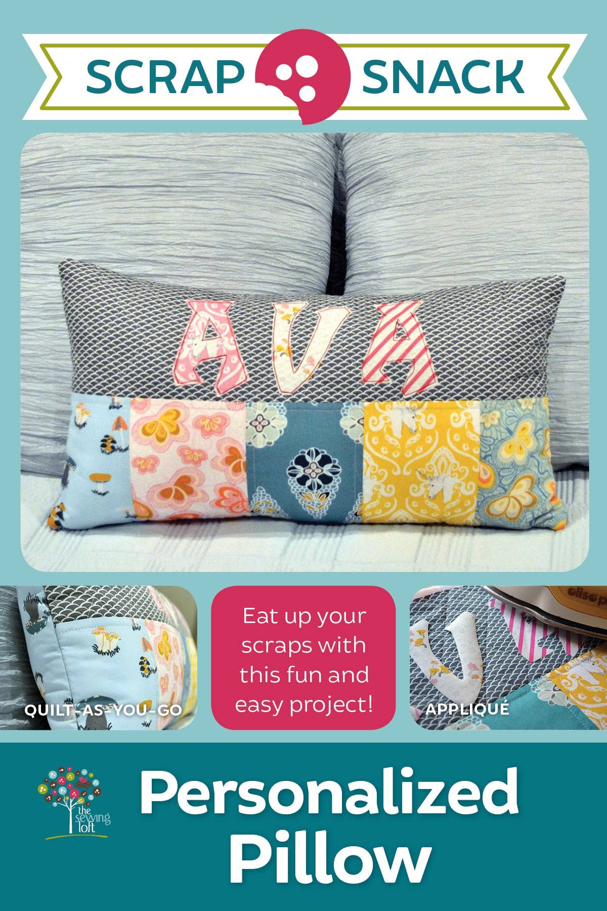 Personalized Pillow Scrap Snack Patterns | 10 Pack for wholesale by The Sewing Loft