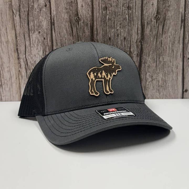 Moose Mountain Scene Leather Patch Hat – 208tees for wholesale by 208T2.0