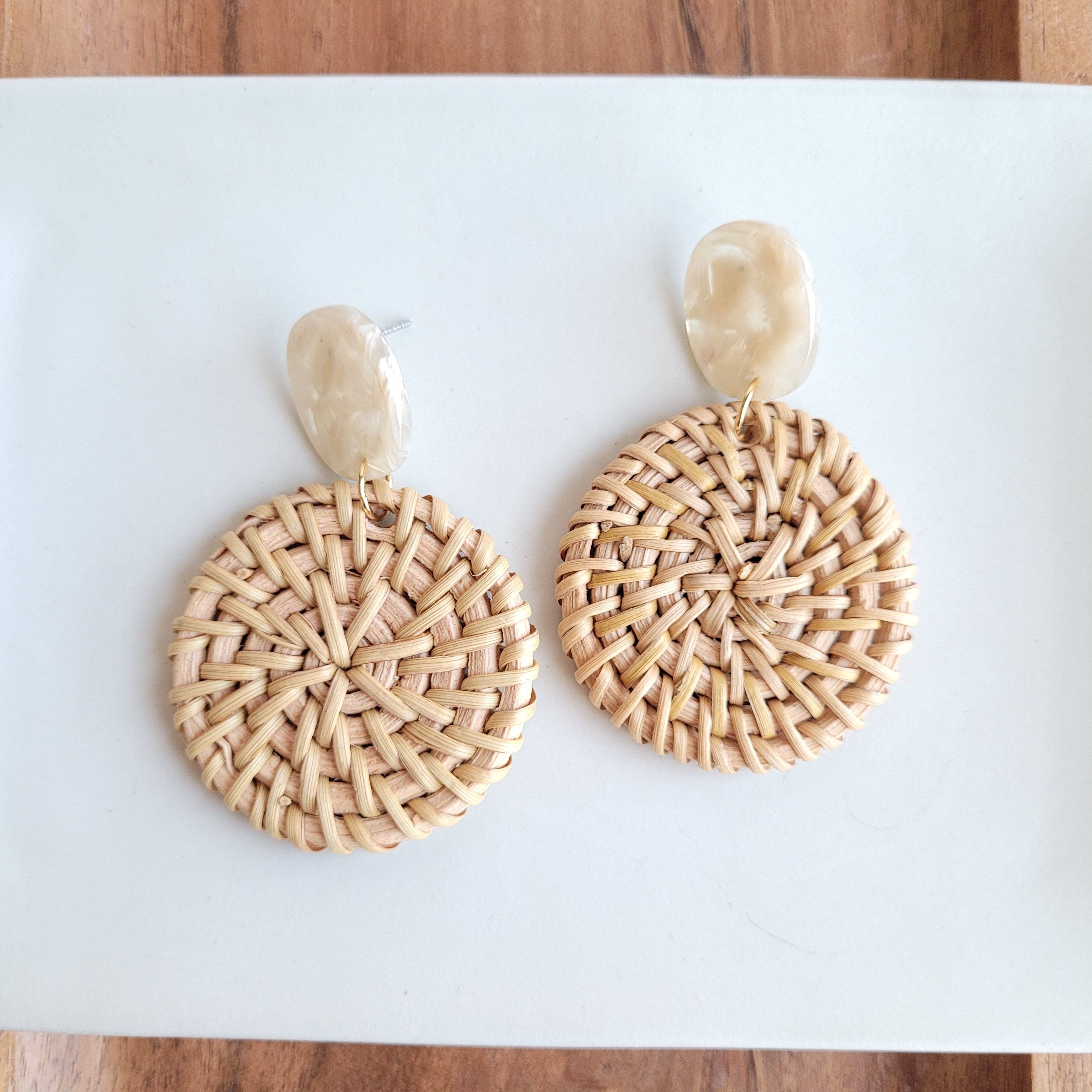 rattan earrings wholesale