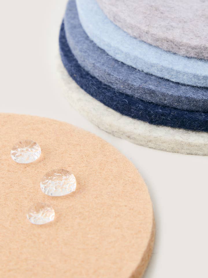 Bierfilzl Merino Wool Round Coaster Multi 6 Pack for wholesale by Graf Lantz