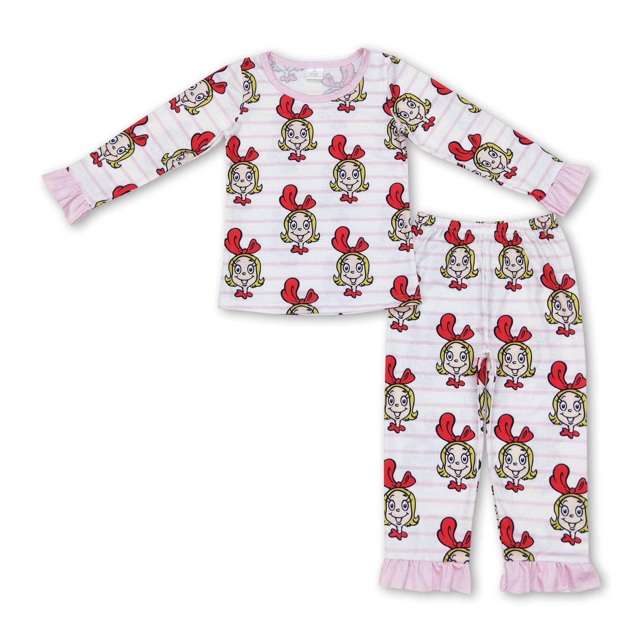 Yawoo Garments - Wholesale Sleepwear Set - Kids - Stripe green face boys bamboo Christmas pajamas1