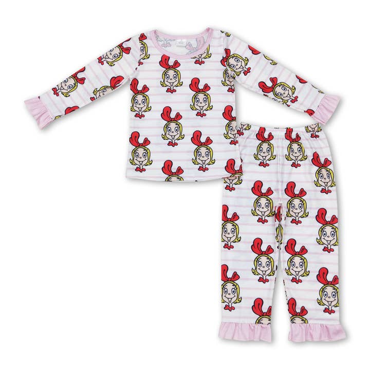 Yawoo Garments - Wholesale Sleepwear Set - Kids - Stripe green face boys bamboo Christmas pajamas1