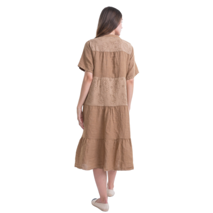 VeraMay - Wholesale Dress - Women's - 6037 Camel Vera May Italian Linen Dress2