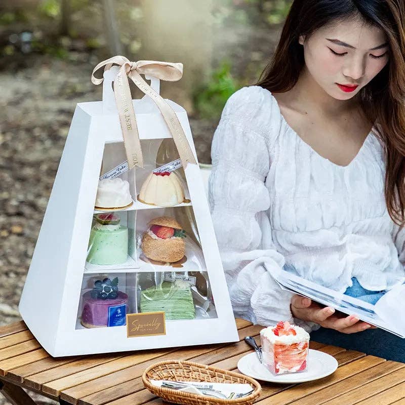 Elegant Design Supply – wholesale Chokladkartong – 3 nivåer Trapezoid Bageri/Cupcakes Dessertställ1